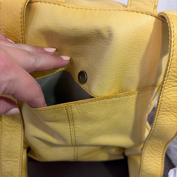 American Leather Co Yellow Leather Mini Backpack Flap Top - Picture 5 of 5